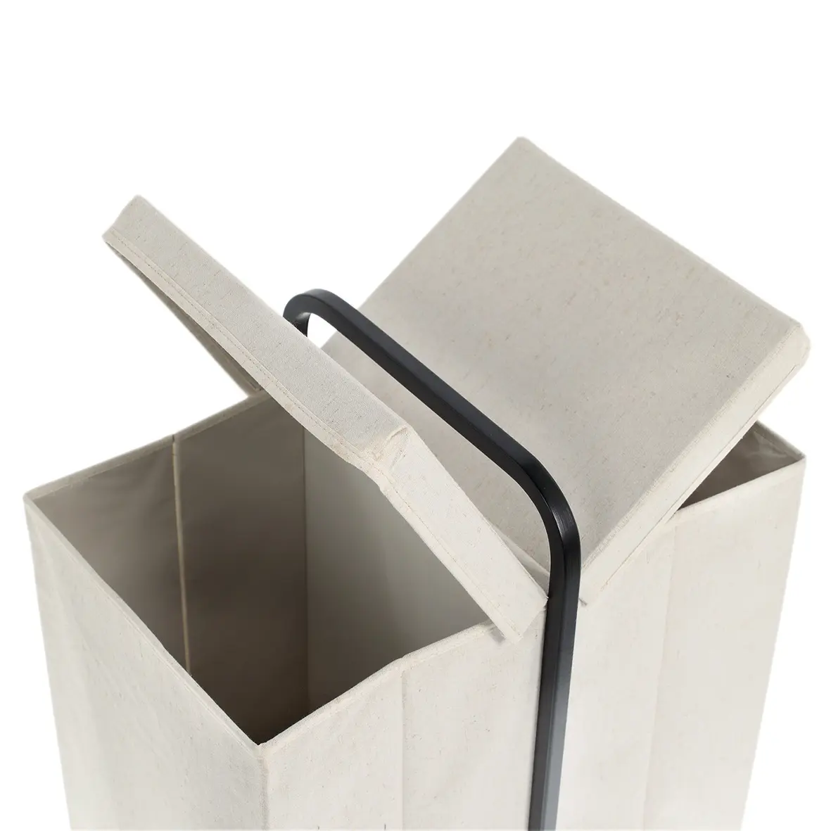 Zeller Wäschesammler Polyester/Bambus creme/schwarz