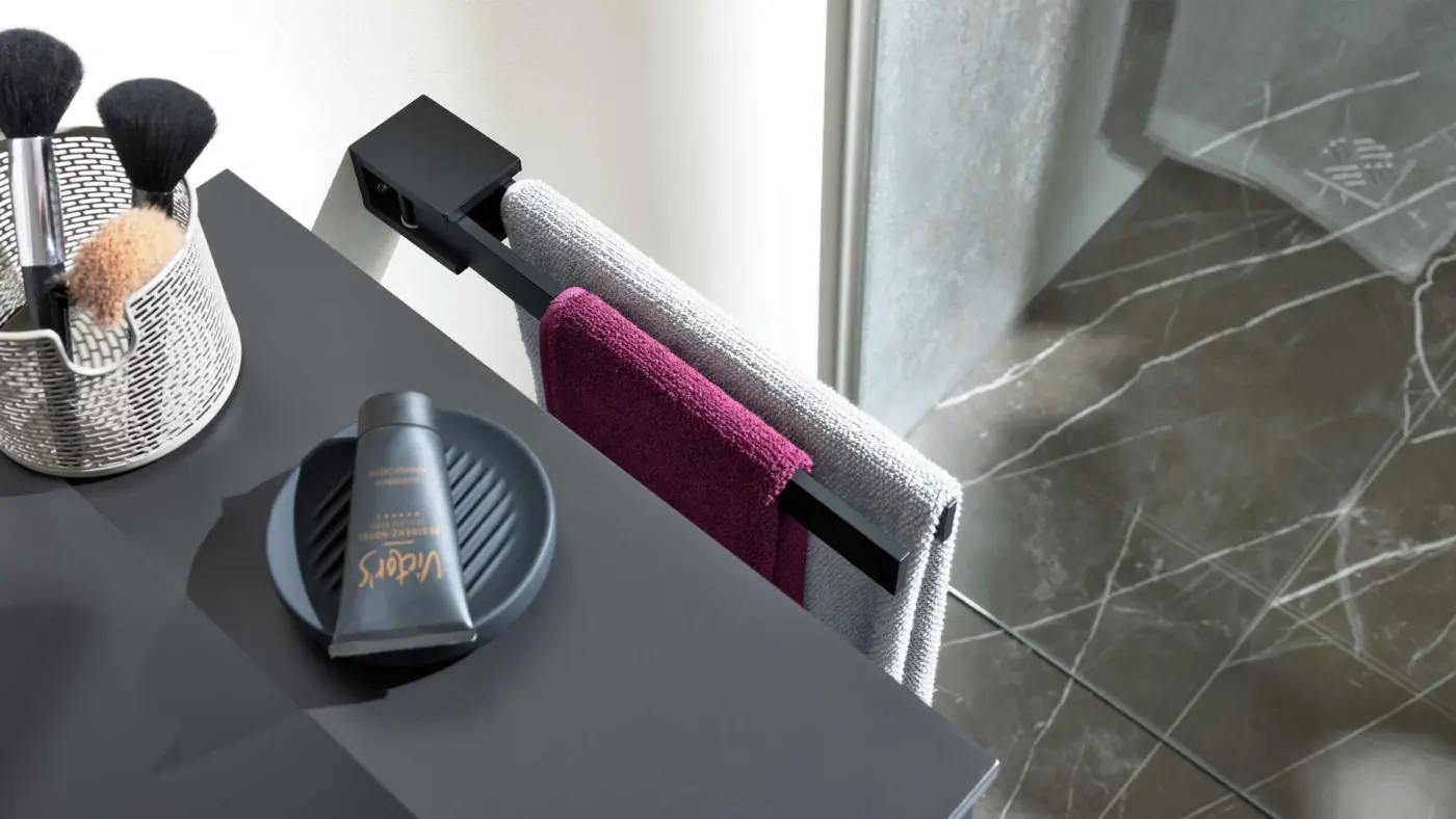 Interliving Bad  - Waschtisch mit Spiegel Serie 7945 schwarz 100 cm breit