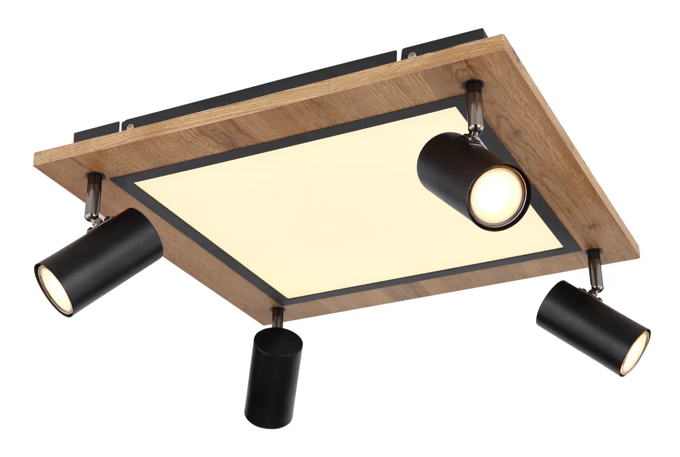 Globo Deckenleuchte schwarz matt|Holzoptik dunkel