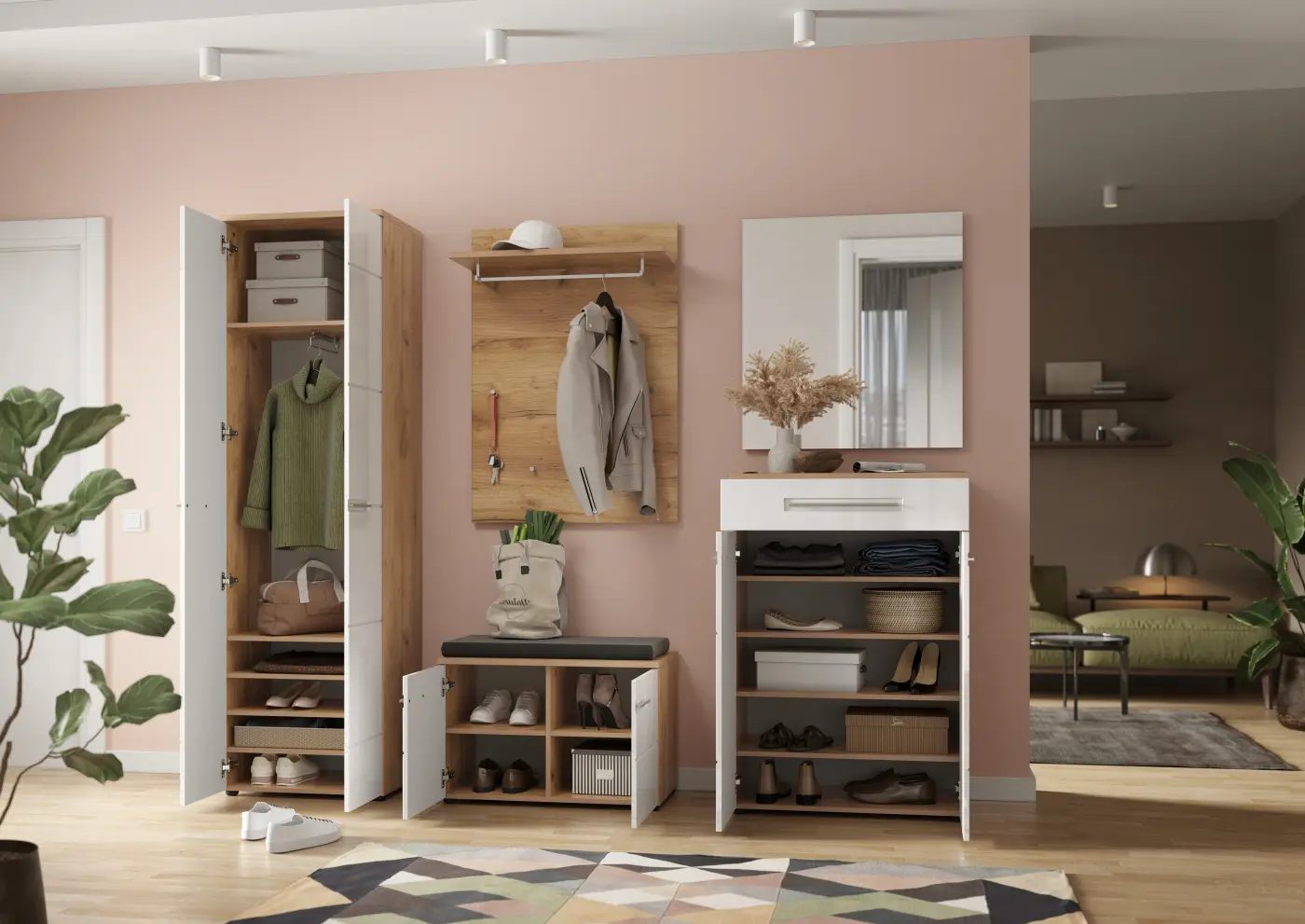 Germania  Schuhschrank Aledo Weiß / Navarra-Eiche-Nb.