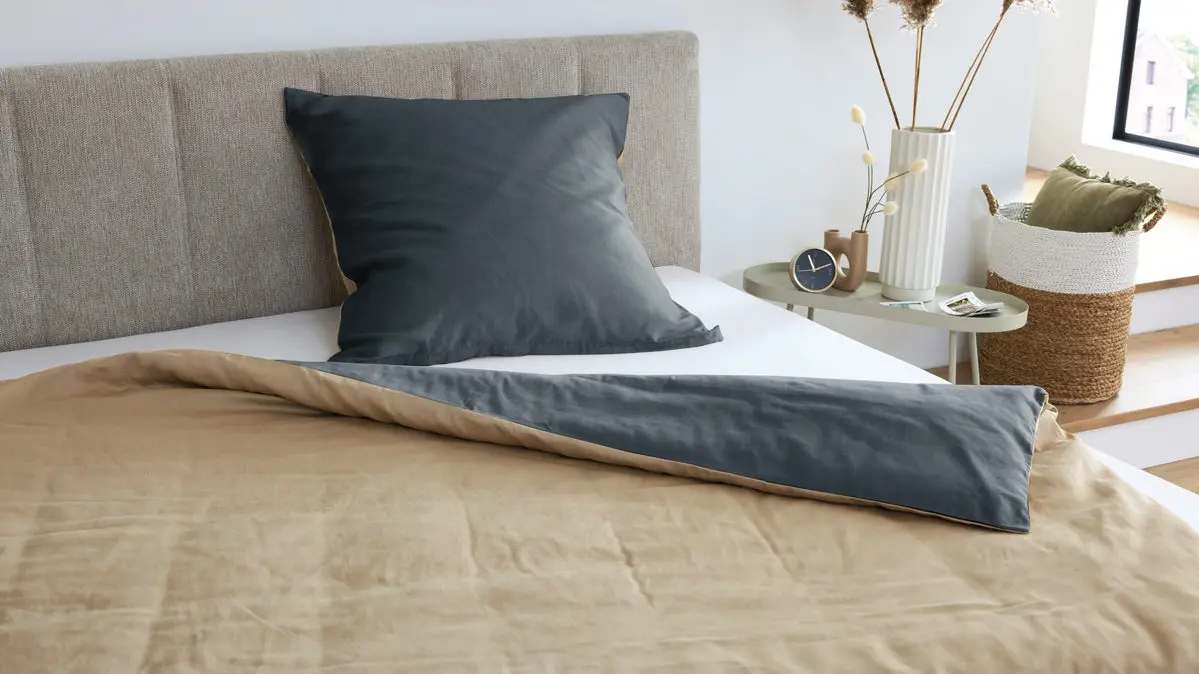 Interliving Baumwollsatin Bettwäsche  Serie 9128135 x 200 cm  anthrazit