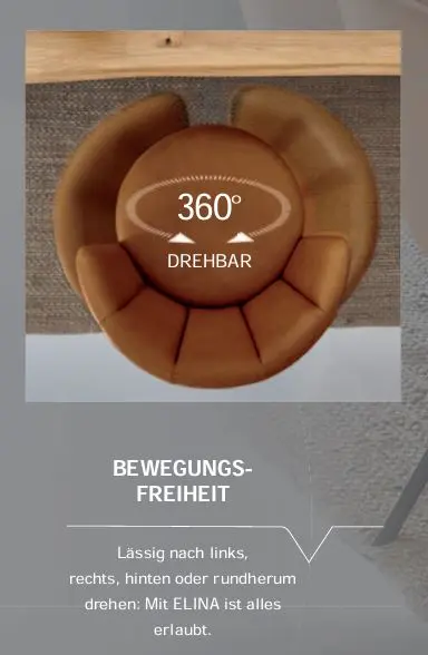 Venjakob Stuhl Elina mit Drehfunktion kupfer