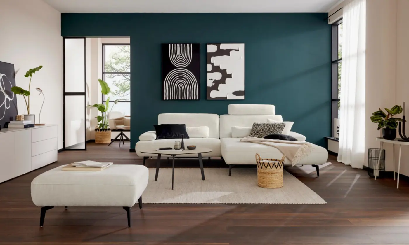 Interliving Wohnlandschaft Serie 4306 mit Funktionen silber ca. 285 x 185 cm