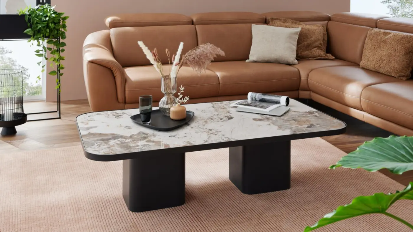 Interliving  Couchtisch Serie 6229 Marmoroptik Calcatta  ca. 140 x 80 x33 cm