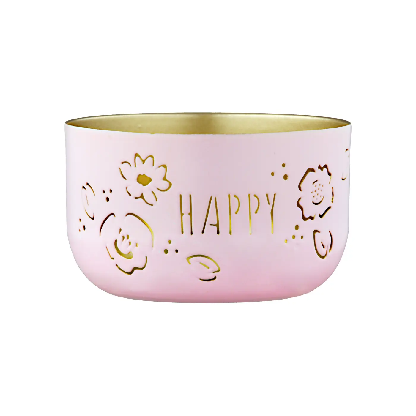 Gilde Teelichtleuchter rund  rosa 5 cm Metall