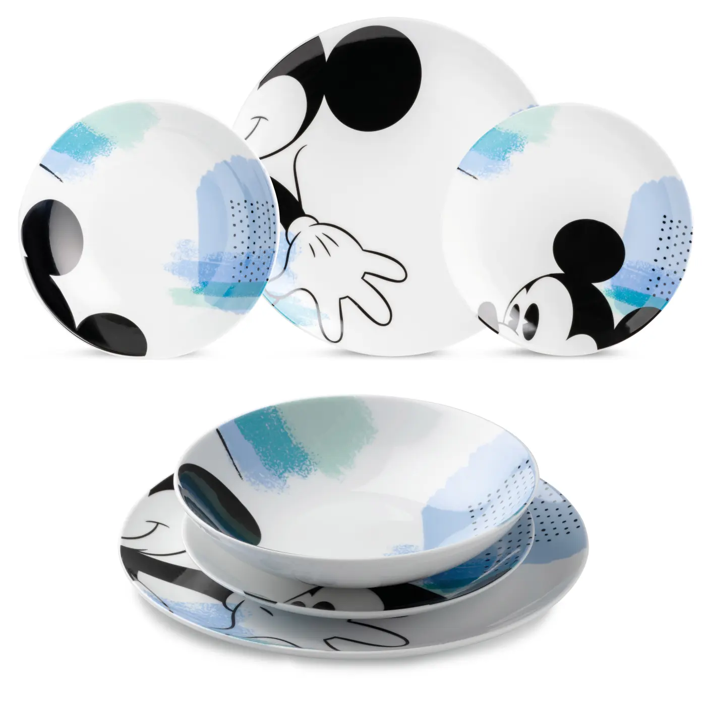 Gilde 3-tlg. Set "Mickey - Enjoy" Porzellan hellblau