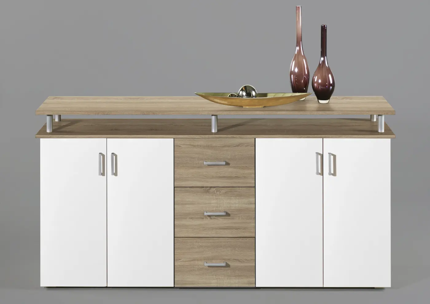 BegaConsult  LIFT Highboard Korpus+SK Sonoma / Türen weiß BHT ca. 178x 90x38 cm
