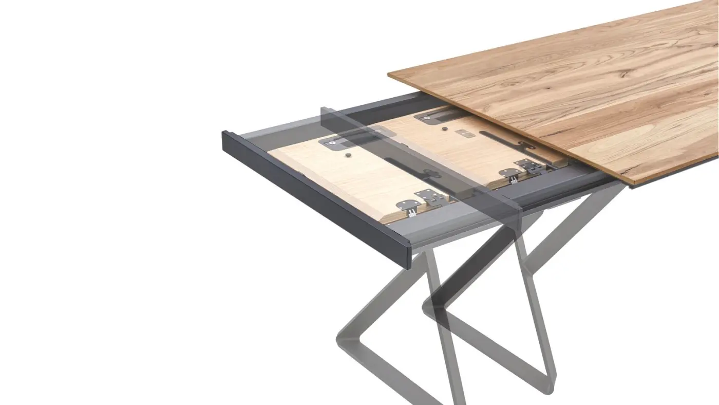 Venjakob Esstisch mit Frontslide  ET352 Puh Eiche rustiko hell furniert/anthrazit matt ca. 220 (320 ) x 100 cm