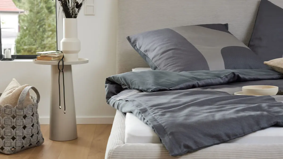 Interliving Baumwollsatin Bettwäsche Serie 9130 135 x 200 cm  anthrazit