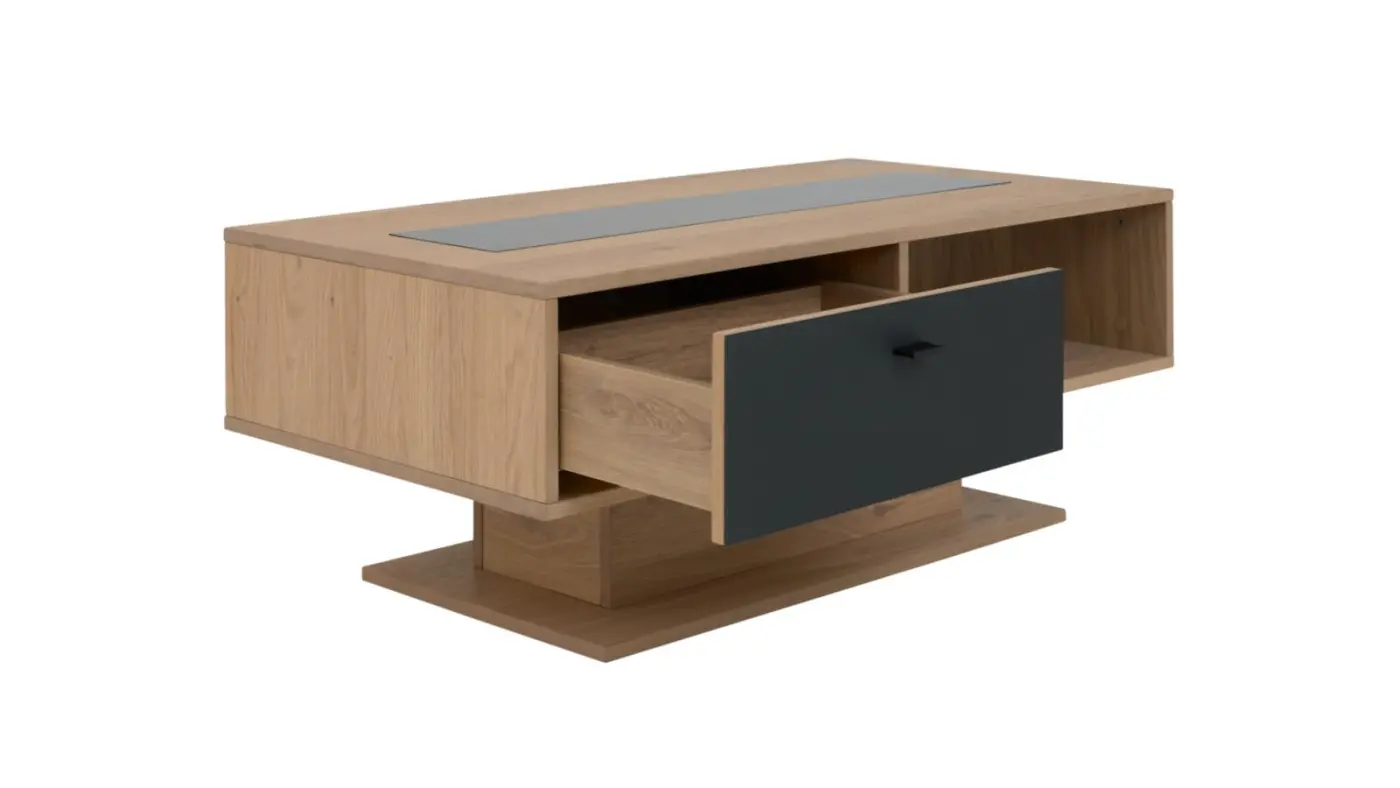 Interliving Couchtisch Serie IL 2021 Wildeiche massiv/Glas anthrazit ca. 115 x 46 x 65cm Interliving Couchtisch Serie IL 2021 Wildeiche massiv/Glas anthrazit ca. 115 x 46 x 65cm