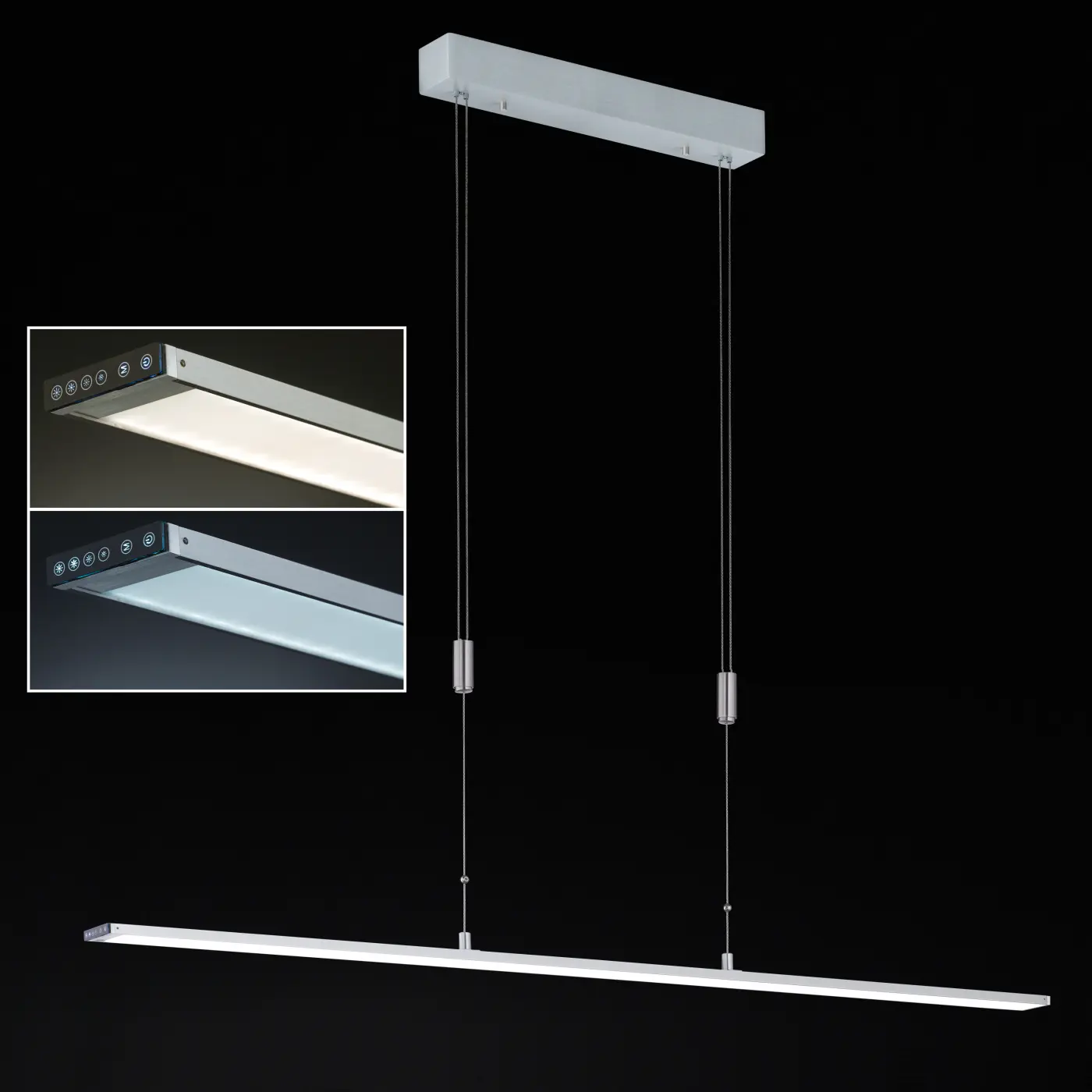 Fischer & Honsel  Pendelleuchte SHINE_LED Alu matt & Acrylglas – Länge ca. 120 cm