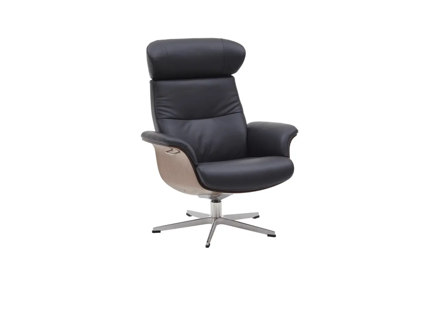Conform  Einzeldrehsessel Timeout Schale walnuss, Leder schwarz
