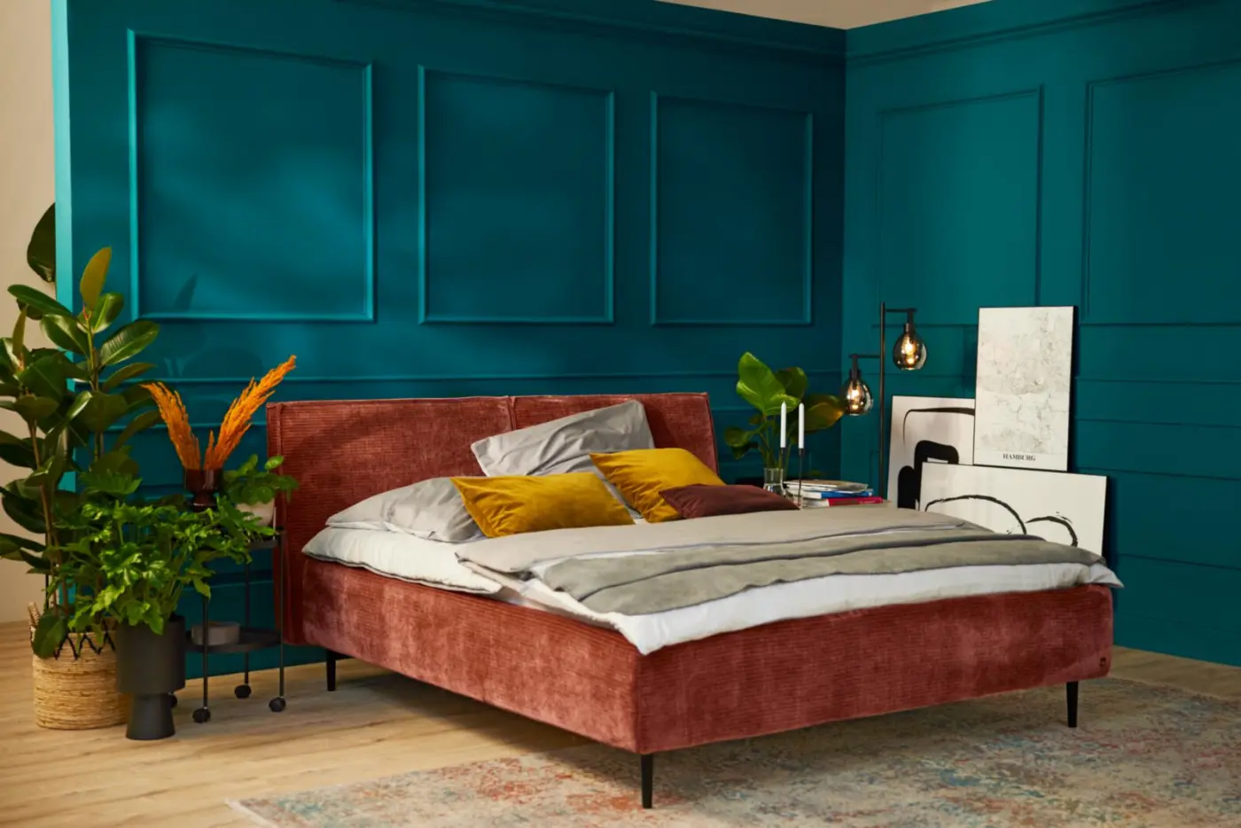 Interliving Polsterbettgestell mit Stauraum Serie 1417 Breitcord kupfer LF 180 x 200 cm