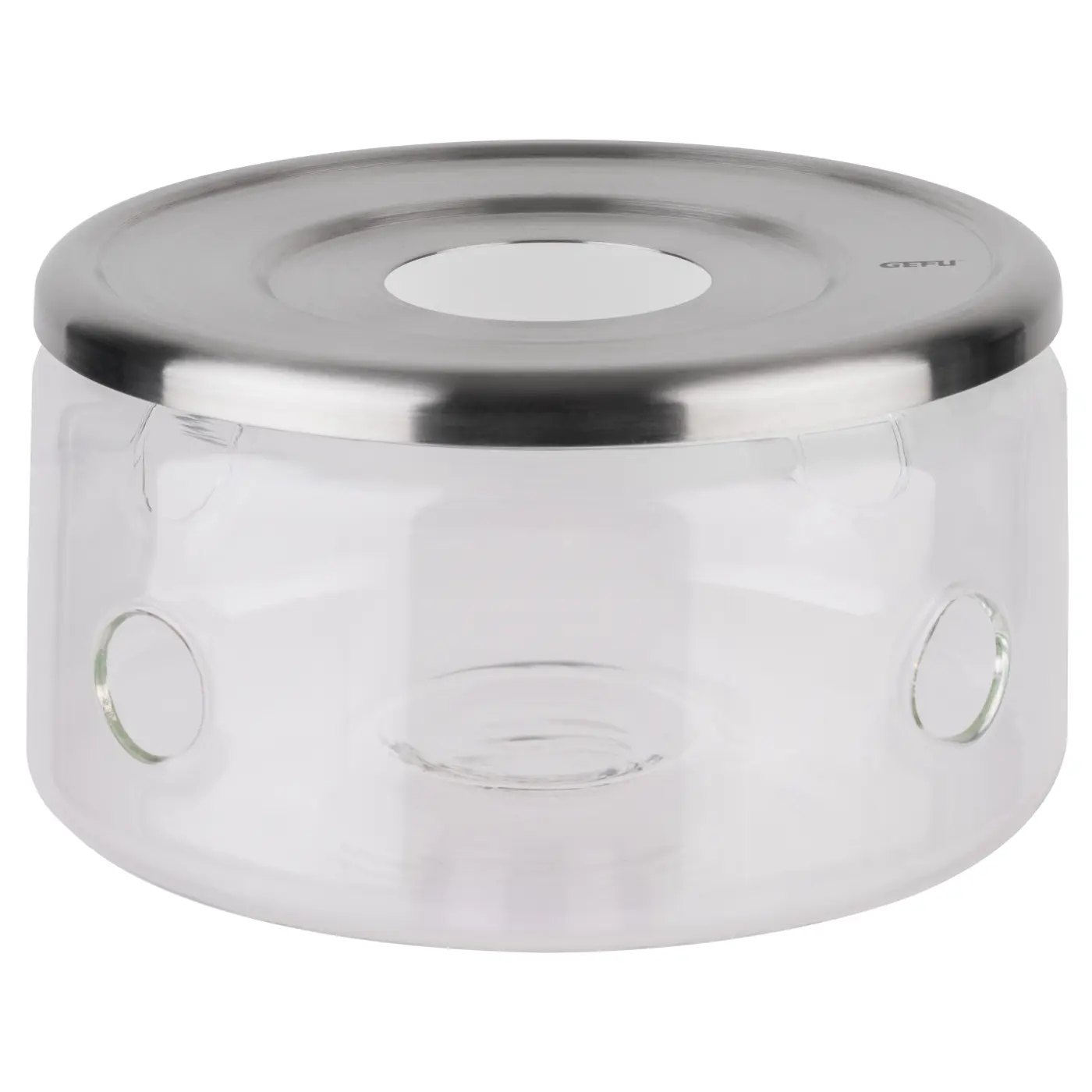 GEFU Stövchen INFUSA silber/transparent Borosilikatglas|hochwertiger Edelstahl|