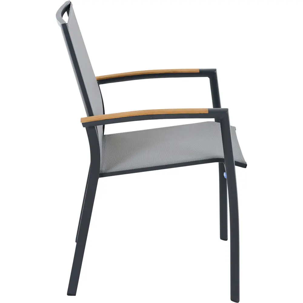 Siena Garden Dining Sessel Velia schwarz/grau mit Teakeinleger