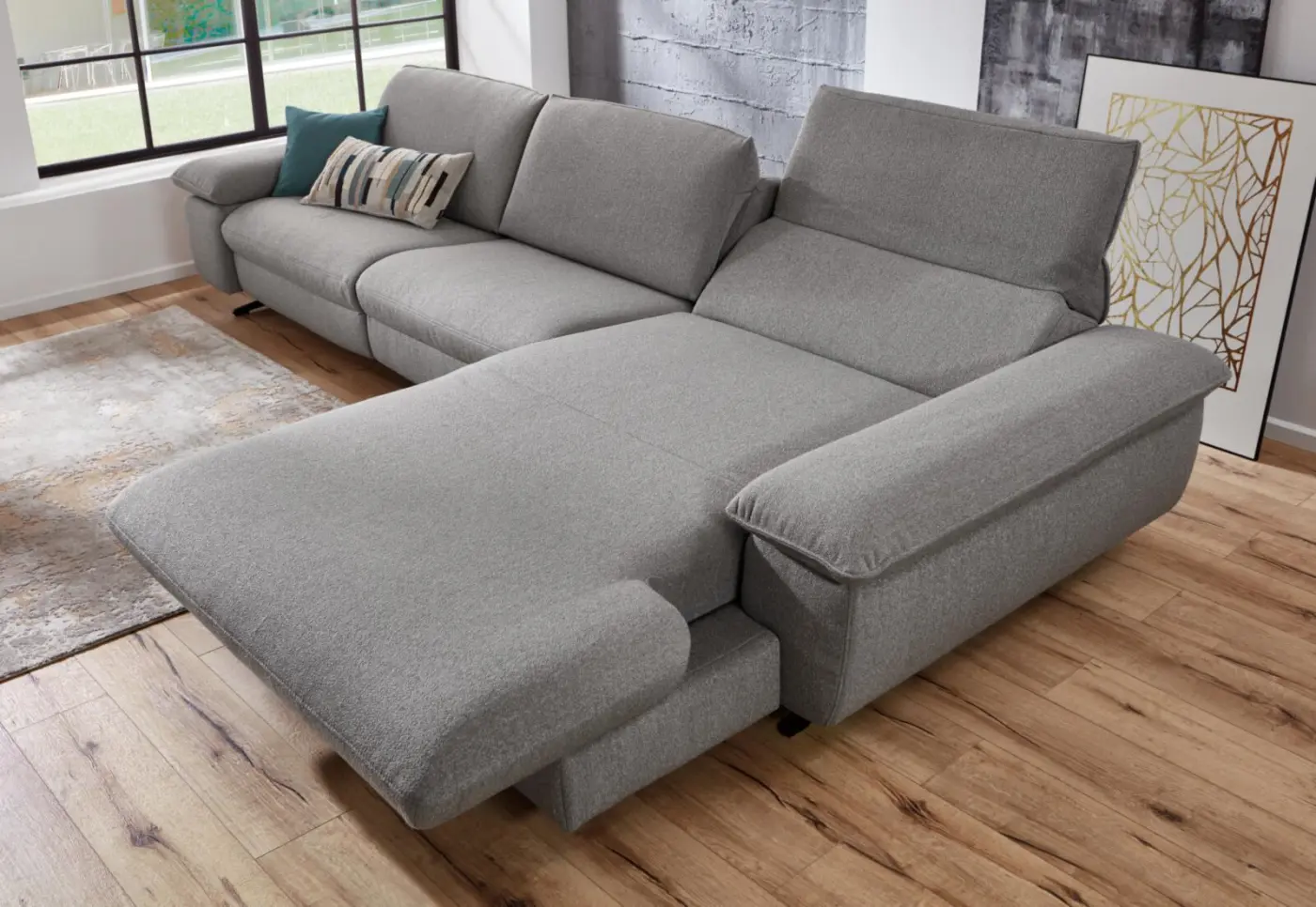 Himolla  Wohnlandschaft Serie Spektra 1488  mit Funktionen Stoff  Q2 grau ca. 344 x 1820 cm