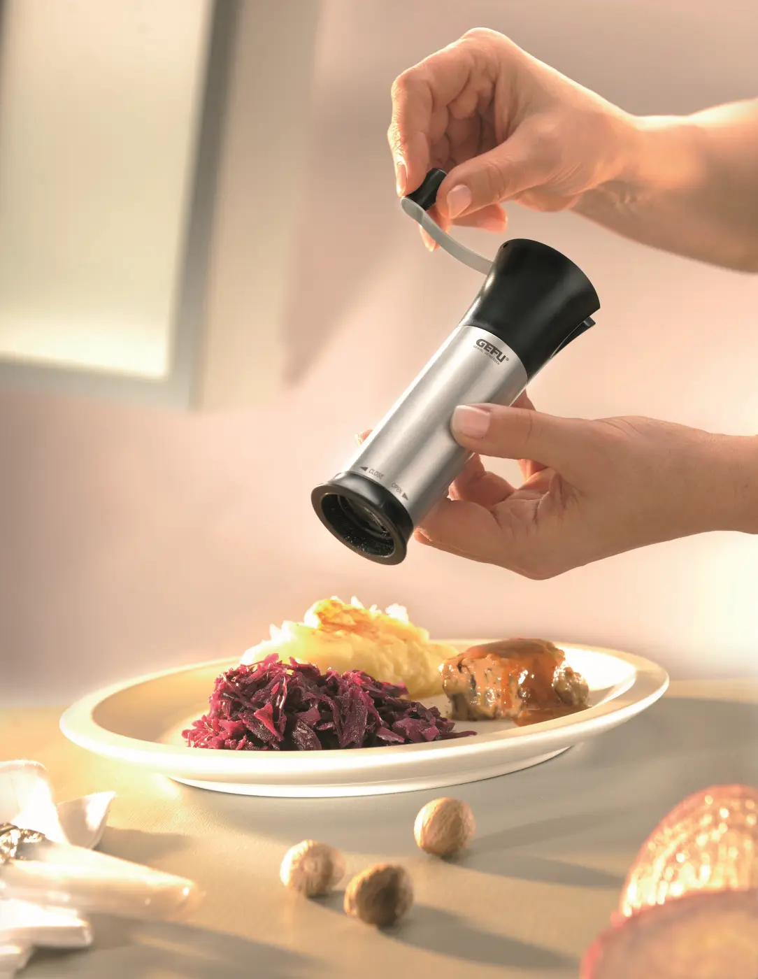 Gefu Muskatmühle MOSCATA Schwarz, silber