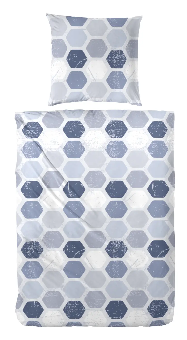 Hahn Renforce Bettwäsche, 135 x 200/80 x 80 cm Punkte blau-grau