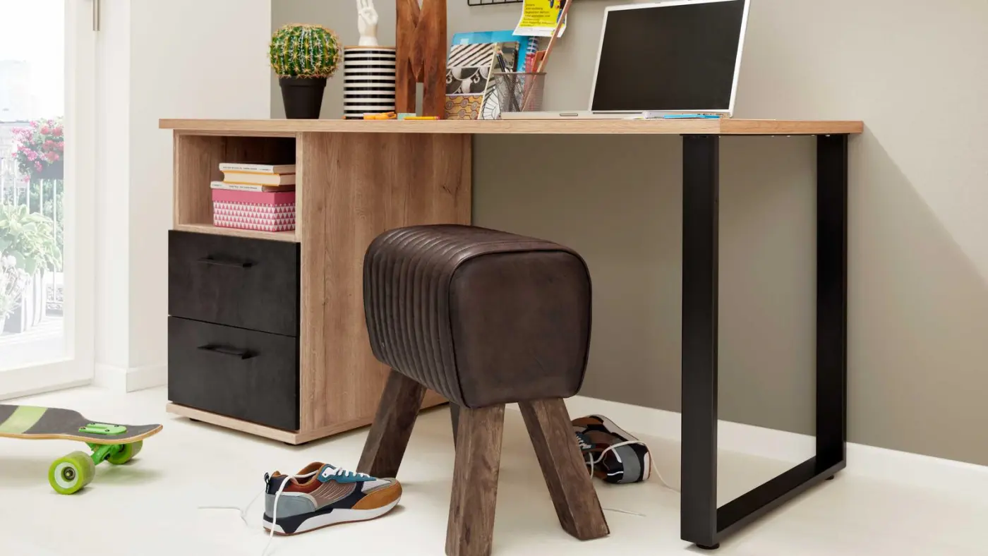 Interliving Schreibtisch Serie 1701 16 Risseiche/Schiefer Anthrazit Interliving Schreibtisch Serie 1701 16 Risseiche/Schiefer Anthrazit