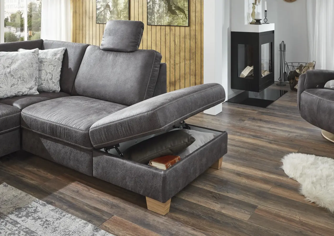 Zehdenick  Polstergruppe mit Funktion MM-ZE1037 Taurus grau ca. 167 x 313 x 235 cm