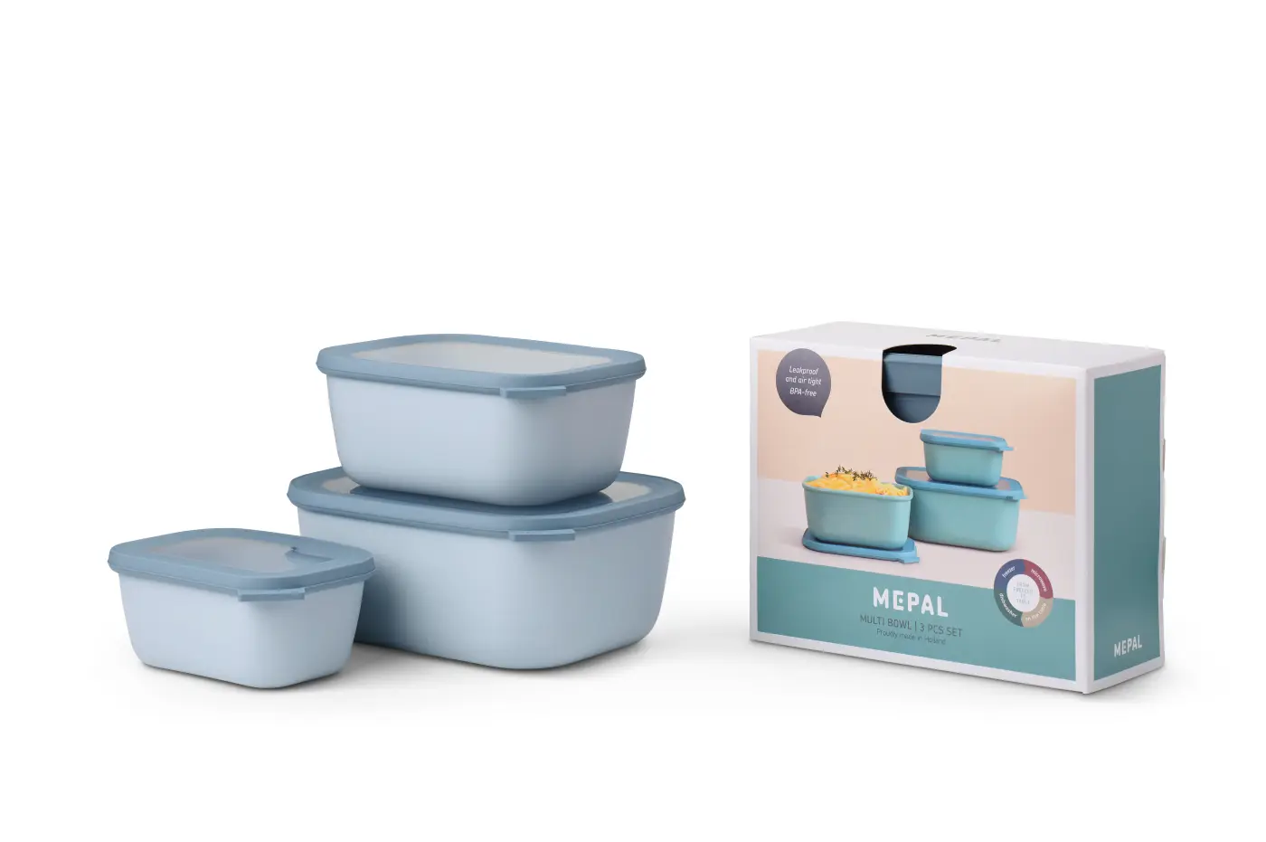 Mepal Multischüssel-Set 3-tlg. 750/1500/3000 ml Cirqula Nordic Blue