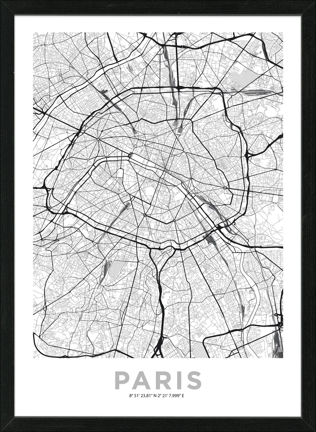 ProArt  Scandic-Living Paris City Map schwarz-weiß