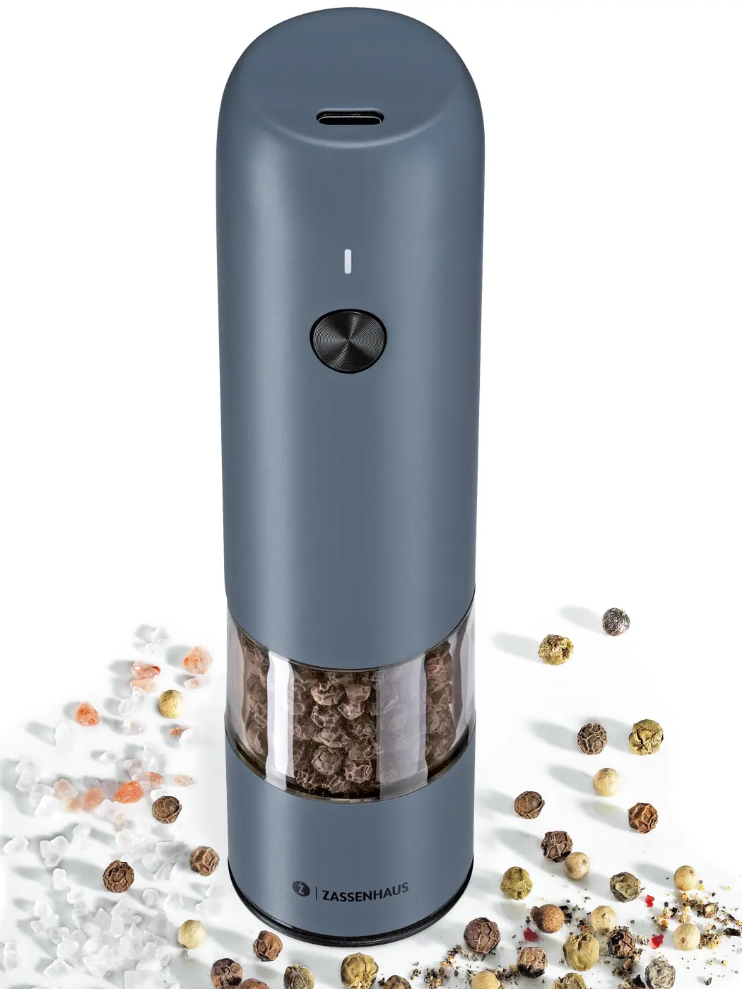 Zassenhaus Pfeffermühle KÖLN USB elektrisch 14 cm blau