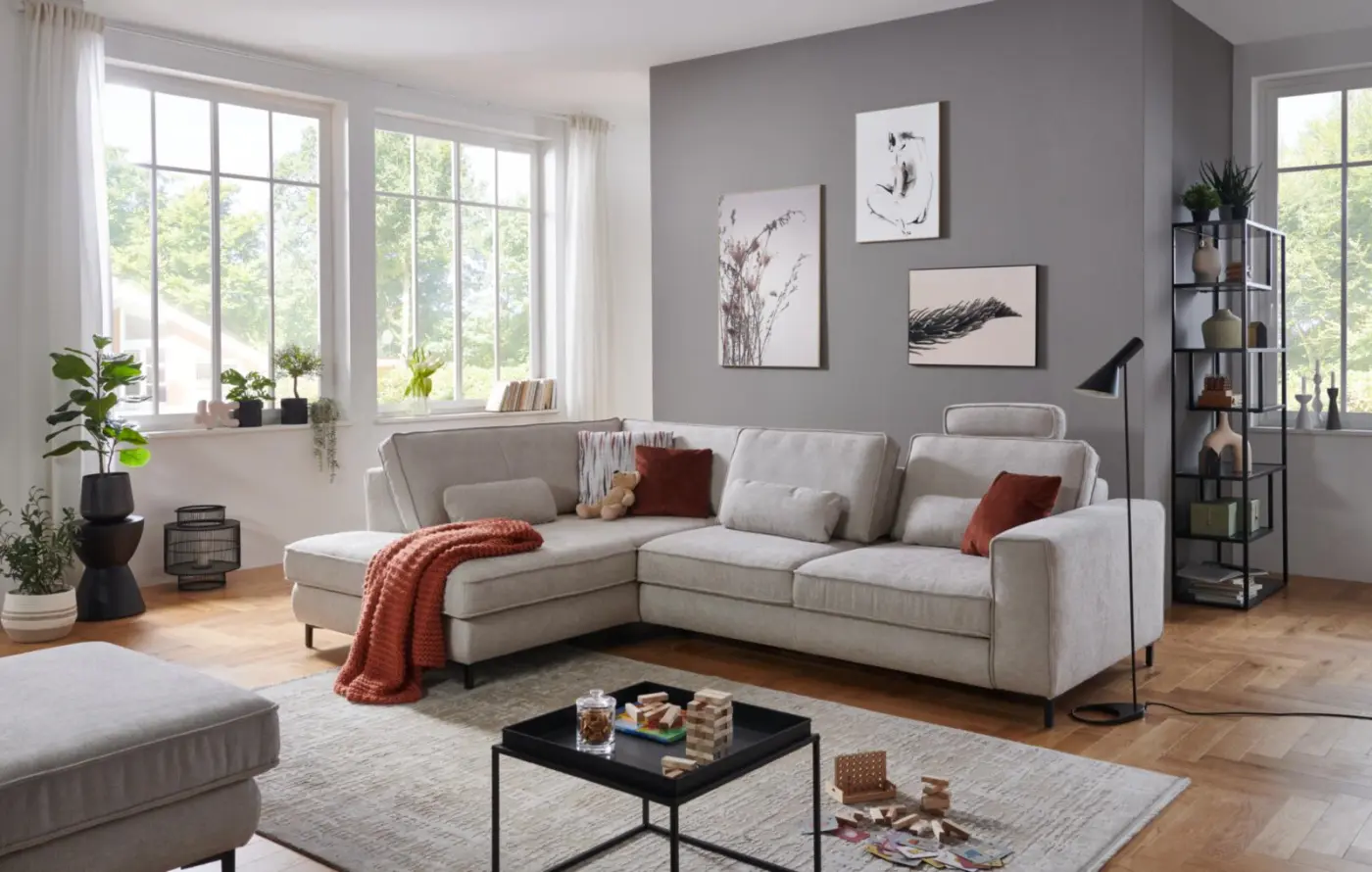 Megapol  Wohnlandschaft MM-MP1201 mit Funktion natur ca. 214 x 300 cm