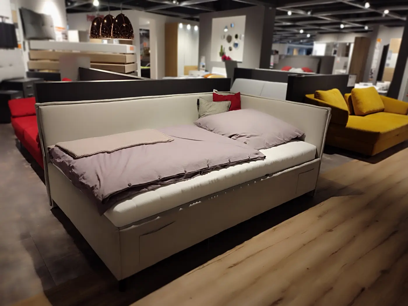 Meise Polsterliege Fun mit Bettkasten beige LF 120 x 200 cm