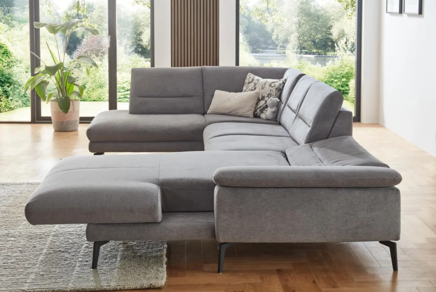 Zehdenick  Wohbnlandschaft MM-ZE1190 mit Funktionen grau ca. 208 x 345 x 180 cm