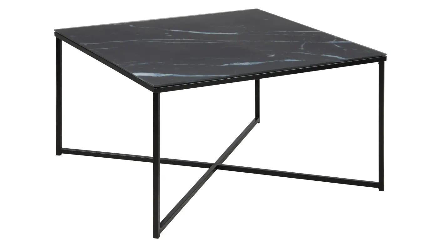 Actona  Couchtisch Alisma schwarz marmorierte Platte & verchromtes Gestell – ca. 80 x 80 cm