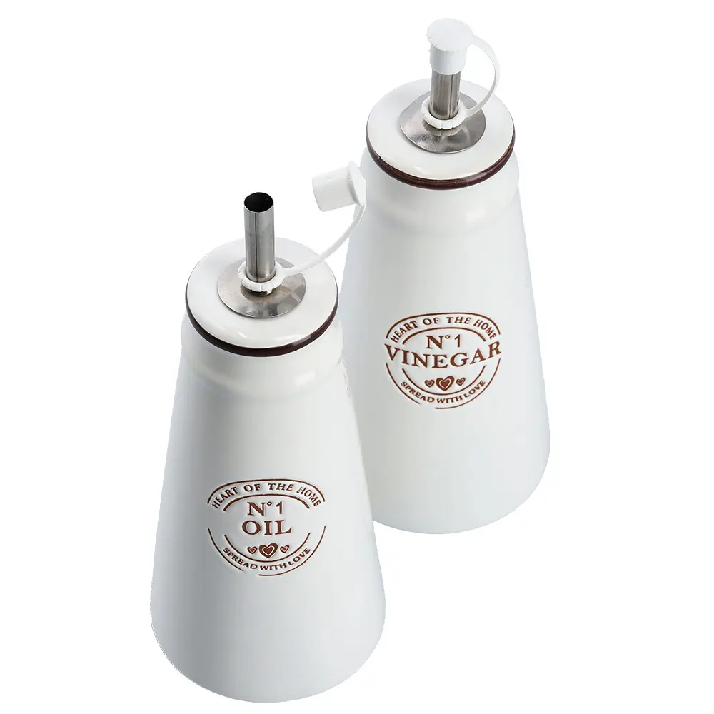 Zeller Essig-/Ölflaschen-Set 2-tlg. Keramik weiß