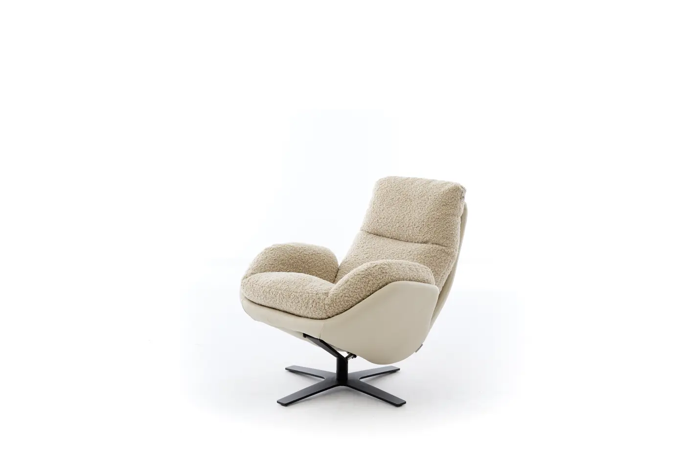 Willi Schillig  Drehsessel motorisch cloud9 Leder Elfenbein/Schaffelloptik Cream mit Akku
