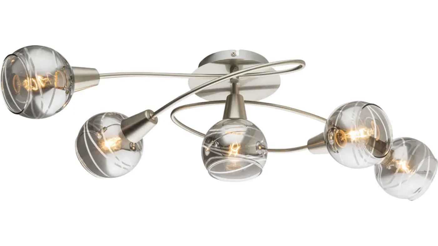 Globo Deckenleuchte Rauch|Transparent|Nickel matt