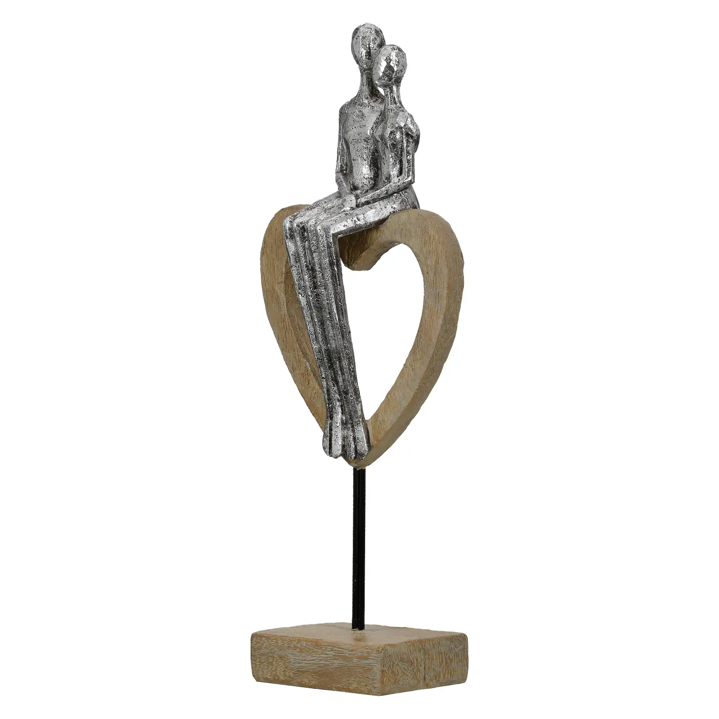 Gilde Skulptur Herz braun, silberfarben 32 cm Kunstharz