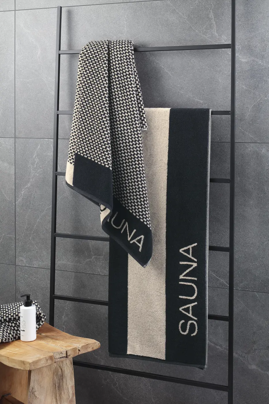 Cawö Saunatuch Natural natur-schwarz 80/200 cm