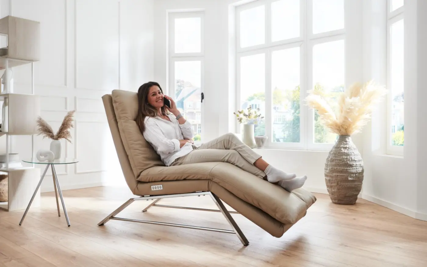 Willi Schillig Relaxliege mit Motor 47000 - daily dreams mit Motor Leder uni stone