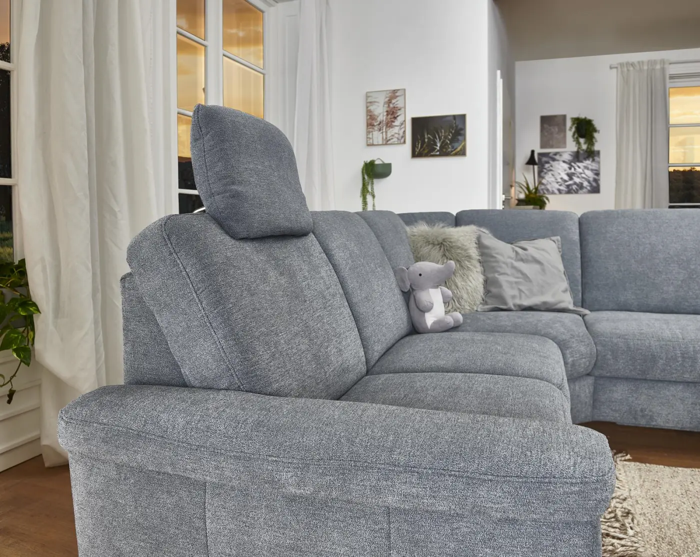 Zehdenick Polstergruppe mit Funktion  MM-ZE1129  Charly denim ca. 262 x 346 x 168 cm