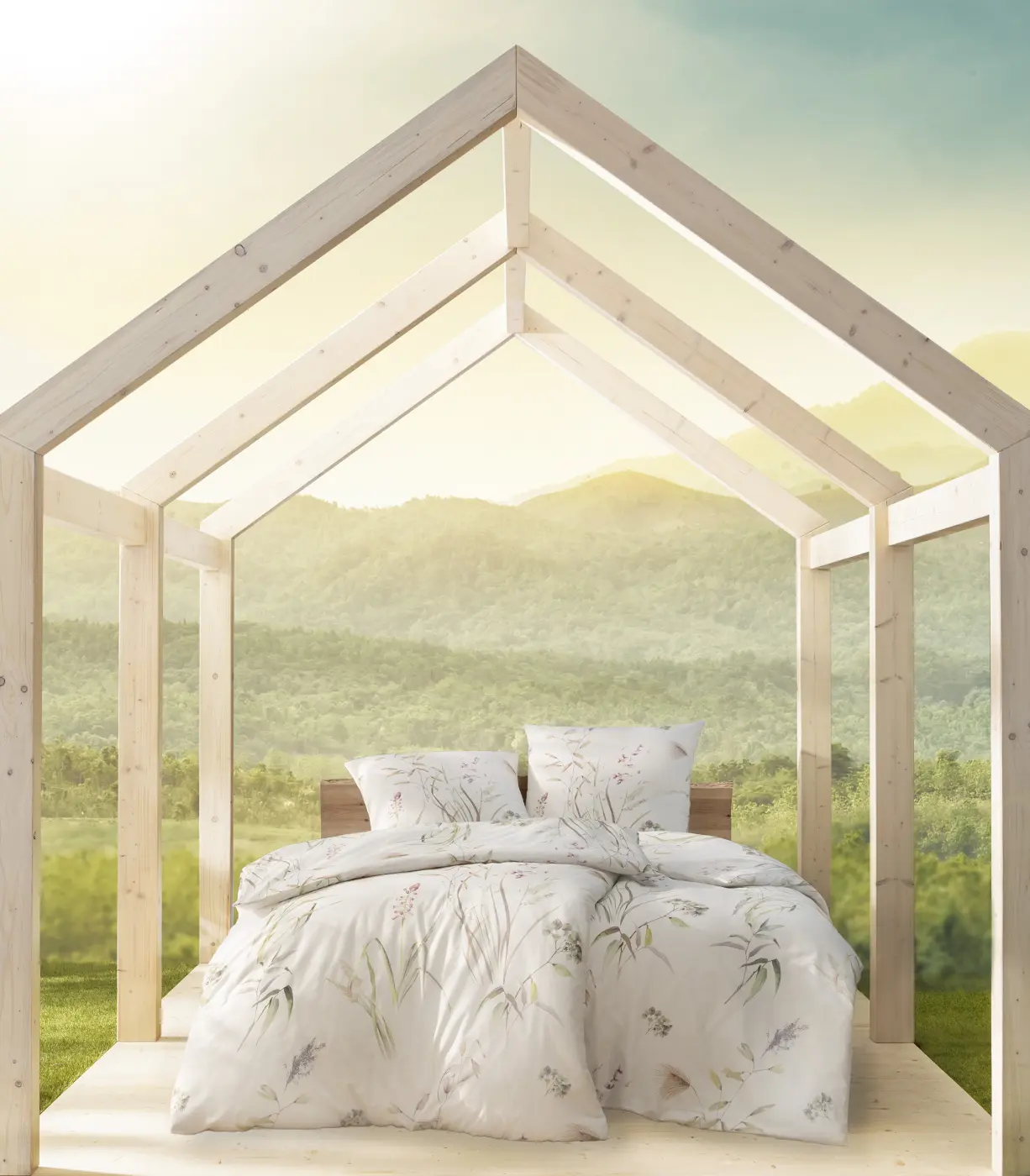 Estella Mako - Satin Bettwäsche grün 135 x 200/ 80 x 80 cm