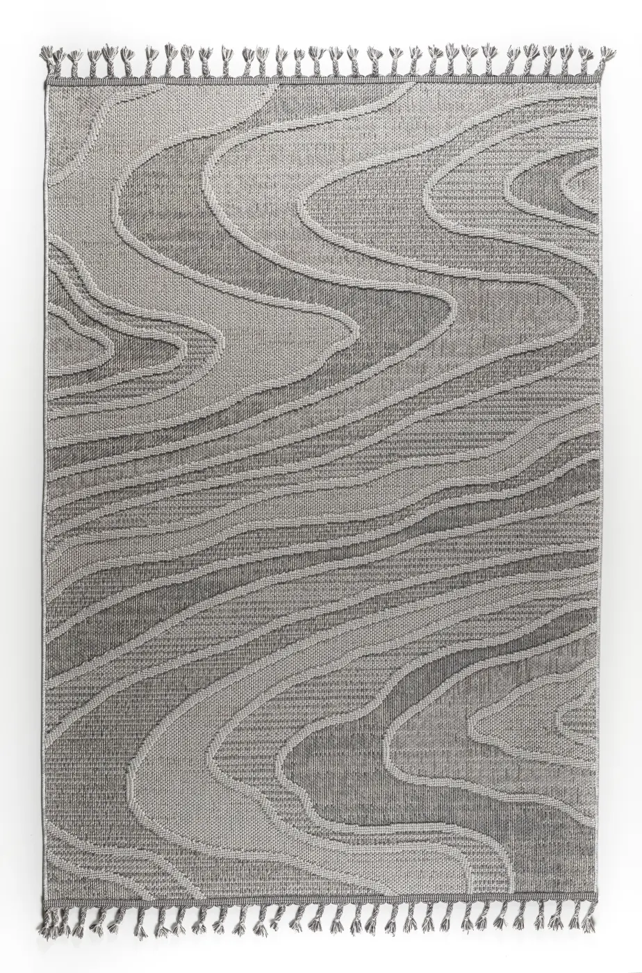 Interliving Outdoor Teppich Serie G-8020 Linien grau weiß 133x190 cm