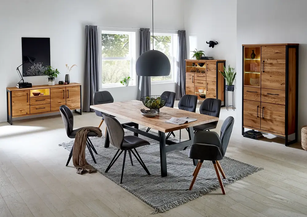 Niehoff  Highboard Medina inklusive Beleuchtung Charakter Eiche ca. 140 x 150 x 44 cm