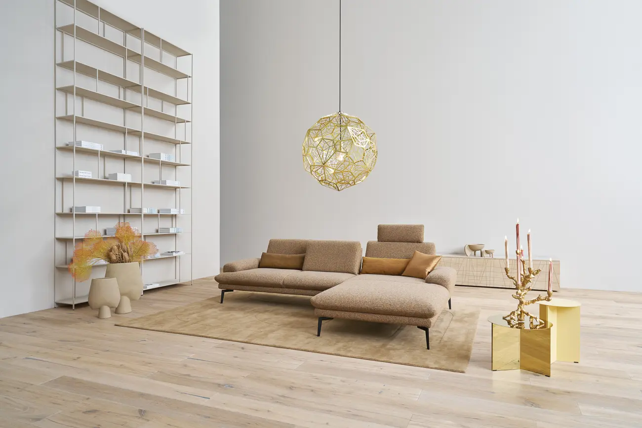 Himolla  Wohnlandschaft Tangram  9455 mit Zubehör Stoff  Caramel ca. 296 x 193 cm