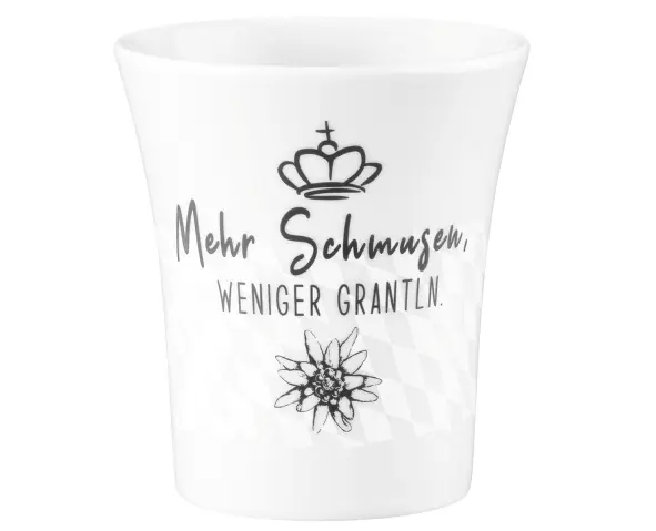 Seltmann Weiden Becher mit Henkel Diva "Weniger grantln" weiß 0,4 l