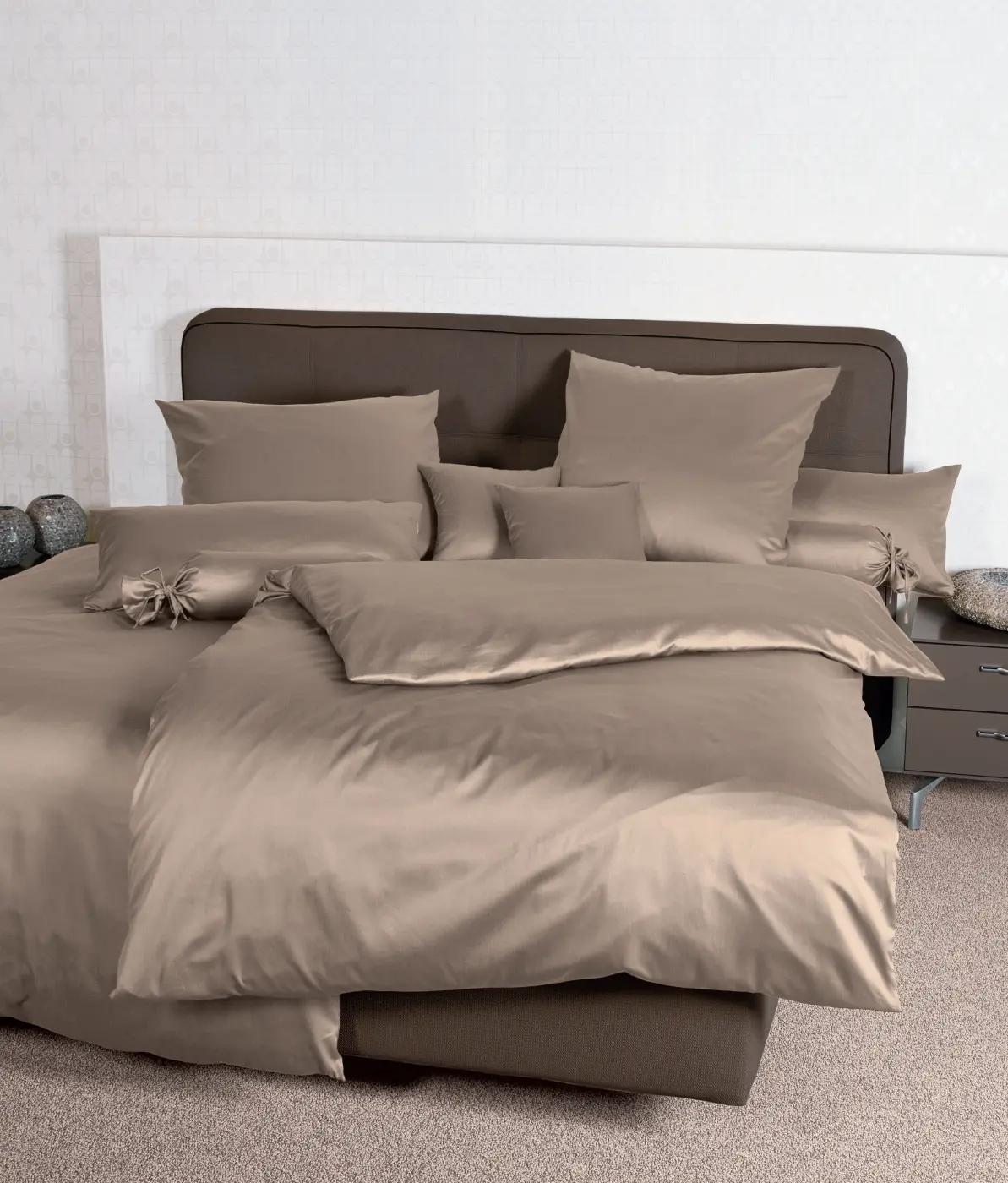 Janine Mako-Satin Bettwäsche Colors taupe 135 x 200 cm