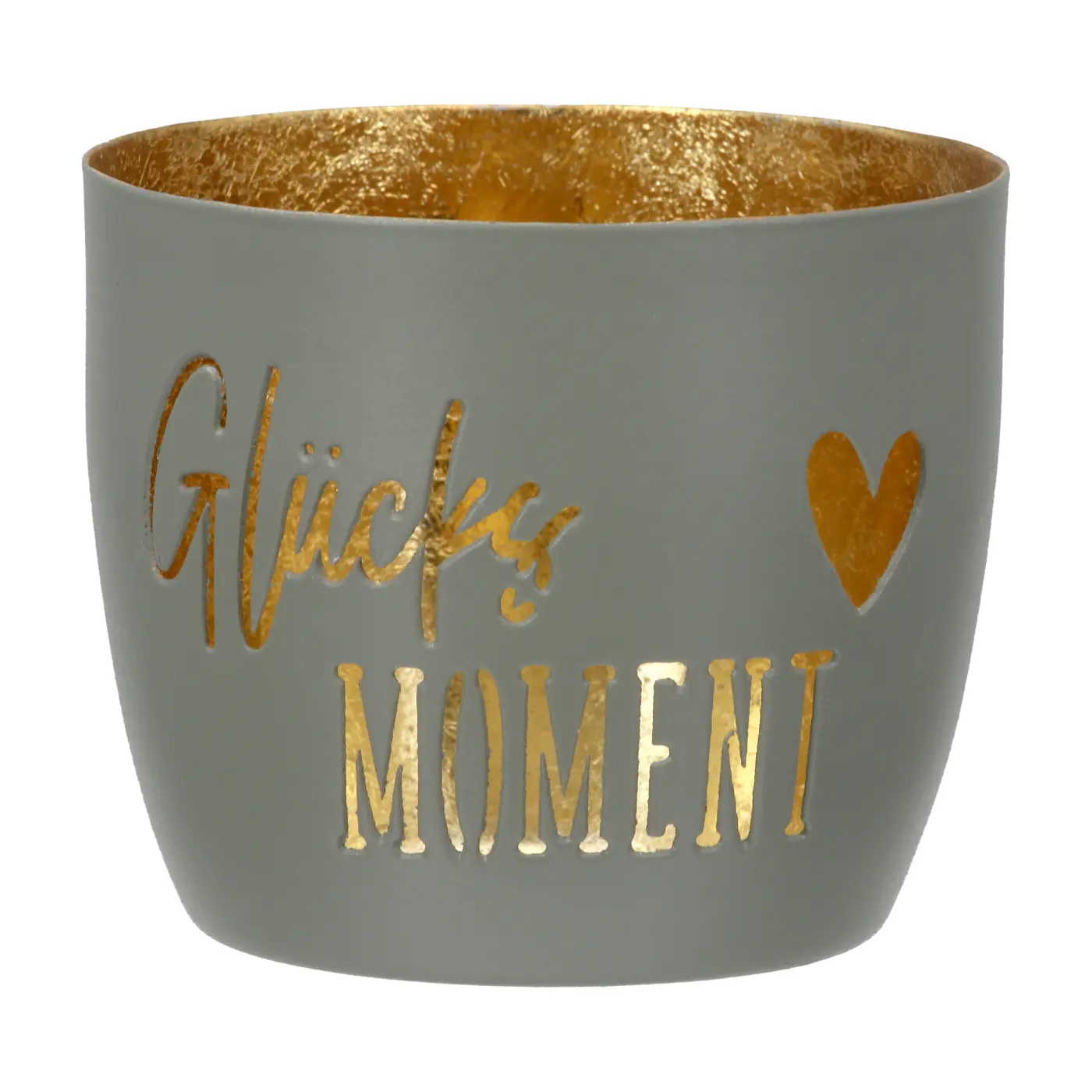 Gilde Windlicht "Glücksmoment" Metall grau