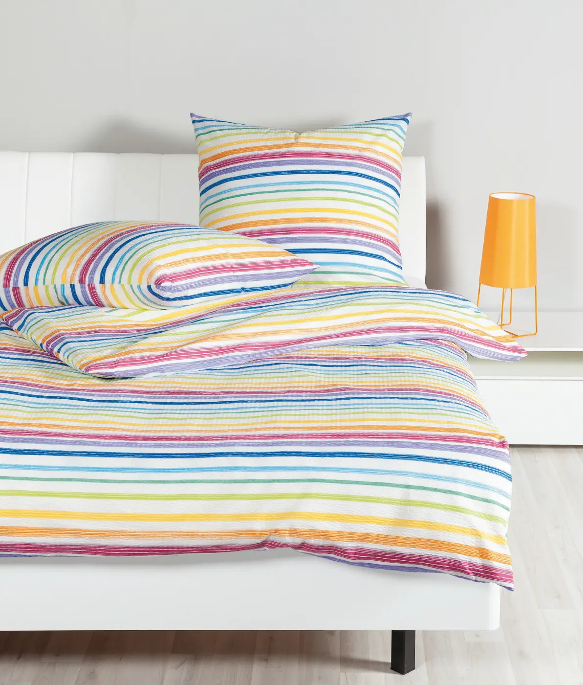 Janine  Bettwäsche Palermo multicolor gestreift 135x200,80x80