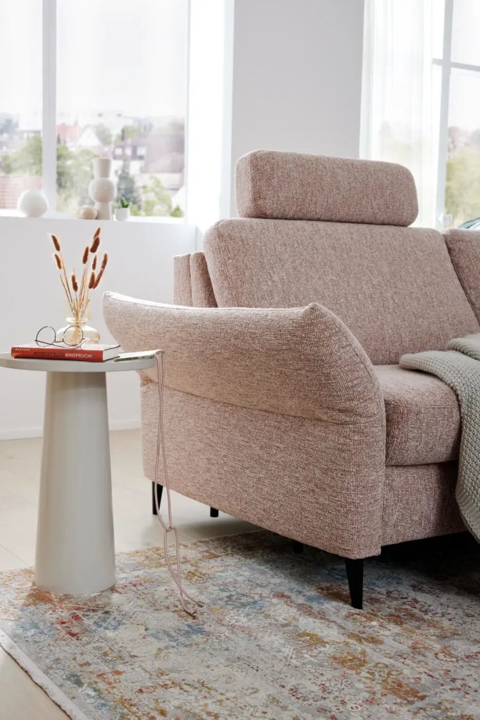 Interliving  Schlafsofa Serie 4700 rosa/rost  ca. 222 cm breit