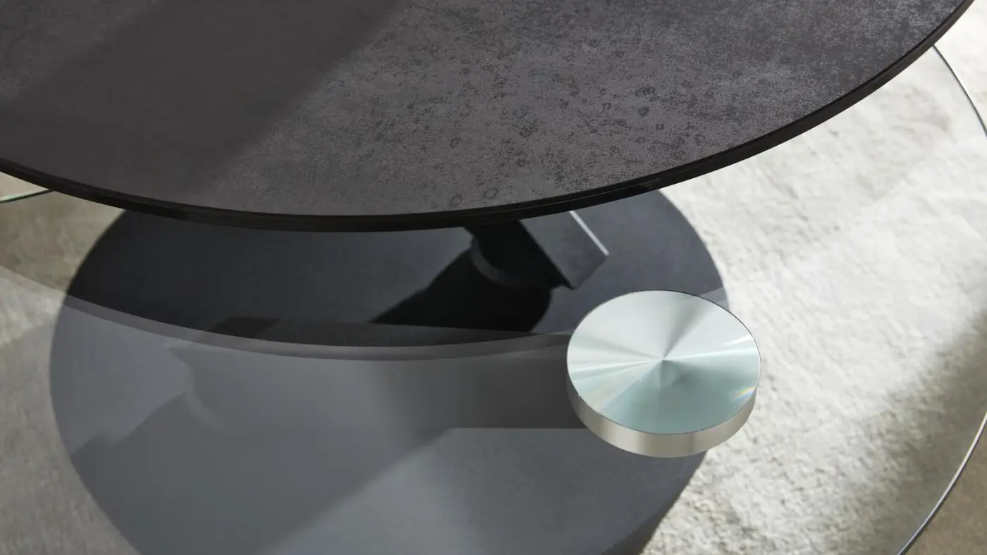 Interliving Couchtisch modern Serie 6209 drehbar  Keramik Titan/Glas