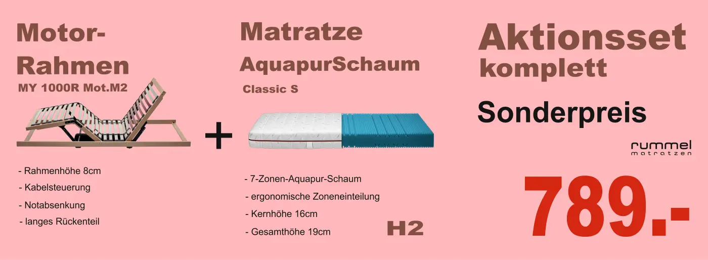 Rummel Matratzenset mit motorisch verstellbarem Rahmen H2 LF 90 x 200 cm