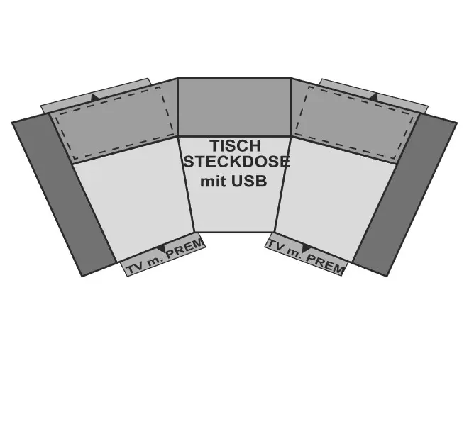 Polsteria  Rundsofa Lola motorische TV-Funktion Evita anthrazit  ca. 218 cm